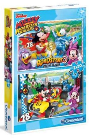 Clementoni Puzzle 2x20el Myszka Mickey i wyścigi (07034) 1