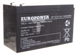 Europower Akumulator bezobsługowy AGM 7,2Ah 12V Europower EP 7,2-12 - 7EP 1