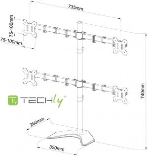 Techly Stojak biurkowy na 4 monitory 13" - 27" (ICA-LCD 2540) 2