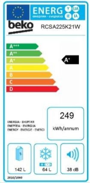 Lodówka Beko Lodówka Beko RCSA225K21W (540mm x 1440mm x 600 mm; 142 l; Klasa A+; kolor biały) 3