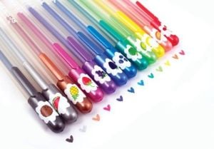 Kolorowe Baloniki Długopisy Żelowe Pachnące Brokatowe 12 sztuk (274719) 1
