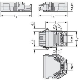 Wago Obudowa zabezpieczająca przewody raster 3,5mm 2-polowa szara (734-602) 2