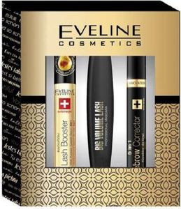 Eveline EVELINE SET Big Volume Lash Mascara 10ml + Eyebrow Corrector 9ml + SOS Lash Booster Eyelash Serum 10ml - 5901761961836 1
