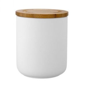 Ladelle Ceramiczny pojemnik z bambusowym wieczkiem 13cm biały (LD-61081) 1
