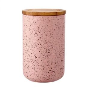 Ladelle Ceramiczny pojemnik z bambusowym wieczkiem 17 cm różowy (LD-61103) 1