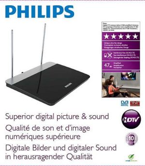 Antena RTV Philips TV WEWNĘTRZNA 47DB UHF/VHF/FM/HDTV (SDV6227/12) 2