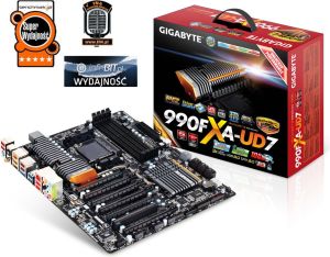 Płyta główna Gigabyte GA-990FXA-UD7 AMD 990FX Socket AM3+ (6xPCX/DZW/GLAN/SATA3/USB3/RAID/DDR3/SLI/CROSSFIRE) 1