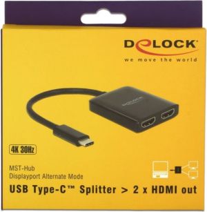 Delock Splitter Video USB-C -> 2x HDMI 4K Czarny (87719) 2