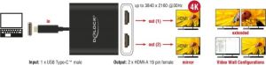 Delock Splitter Video USB-C -> 2x HDMI 4K Czarny (87719) 3