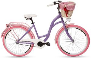 Goetze Rower miejski COLOURS 26'' fioletowy z wiklinowym koszem 1
