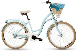 Goetze Rower miejski COLOURS 26'' trzybiegowy niebieski z wiklinowym koszem 1