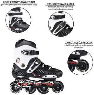 Rolki Nils Extreme Rolki męskie slalomowe NA12333 czarno-białe r. 40 7