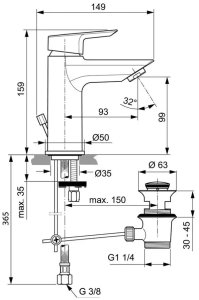 Bateria umywalkowa Ideal Standard Bateria Ideal Standard A6557AA - A6557AA 2