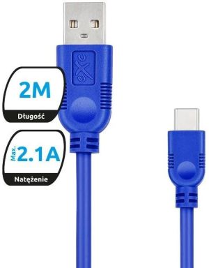 Kabel USB eXc  USB-A - USB-C 2 m Granatowy (5901687939254) 1