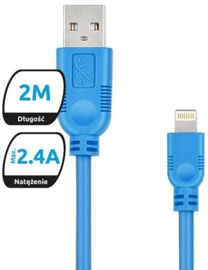Kabel USB eXc  USB-A - Lightning 2 m Niebieski (5901687938417) 1