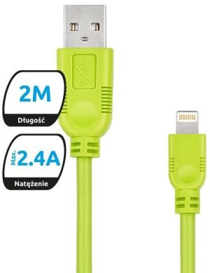 Kabel USB eXc  USB-A - Lightning 2 m Zielony (5901687938431) 1