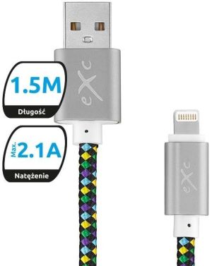 Kabel USB eXc  USB-A - Lightning 1.5 m Czarny (5901687937397) 1