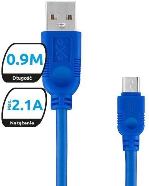 Kabel USB eXc  USB-A - microUSB 0.9 m Granatowy (5901687938165) 1