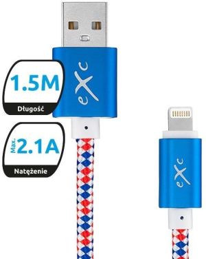 Kabel USB eXc  USB-A - Lightning 1.5 m Niebieski (5901687937410) 1