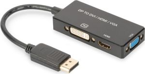 Adapter AV Digitus DisplayPort - HDMI - D-Sub (VGA) - DVI czarny (AK-340418-002-S) 1