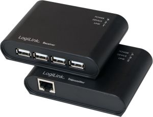 LogiLink Extender z wbudowanym 4-portowym hubem USB 2.0 i zasilaczem (UA0230) 1