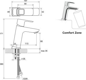 Bateria umywalkowa Ravak 10° stojąca chrom (X070062) 4