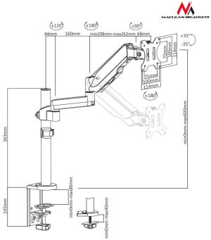 Maclean Uchwyt biurkowy na monitor 17" - 32" (MC-775) 3