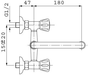Bateria umywalkowa Red Blue Basic Standard ścienna chrom (C020103004) 2