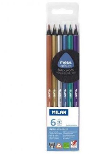 Milan Kredki Trójkątne Metalizowane 6 Kolorów (07102306) 1