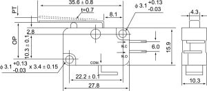 Spamel Łącznik miniaturowy dźwignia płaska długa (MSV101C) 2