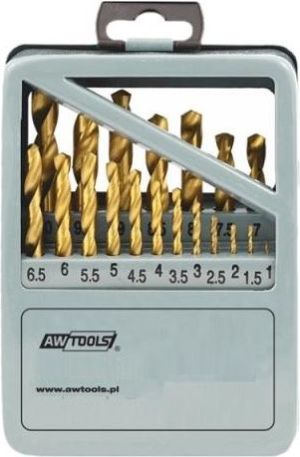 Wiertło AWTools tytanowe walcowe 1,5 2 7 4,5 4 5,5 5 1 3 2,5 3,5 6 10 6,5 7,5 8 8,5 9mm zestaw (AW42319) 1