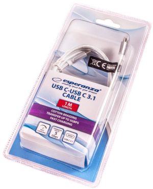 Kabel USB Esperanza USB-C - USB-C 1 m Biały (EB229W - 5901299948576) 2