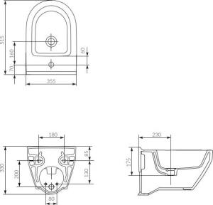 Bidet Cersanit wiszący owalny Crea ukryty montaż (K114-009) 3
