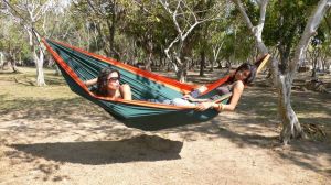 Ticket To The Moon Hamak dwuosobowy Original Hammock Burgundy/Dark Yellow 320x200cm (TMO3437) 3