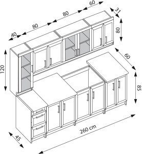 Halmar MARGARET 3 260 - KUCHNIA - ORZECH (12p=1kpl) - V-PL-K-MARGARET 3 260-ORZECH 3