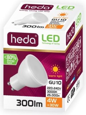 BestService Żarówka LED LUMAX MR16 4W GU10 230V 2835-7SMD 3000K HEDA (HD220) 2