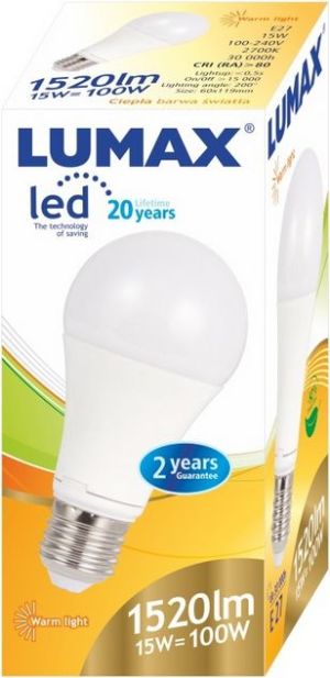 BestService Żarówka LED Lumax 15W E27 A60 SMD Plastic (LL084P) 2