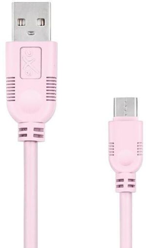 Kabel USB eXc  USB-A - microUSB 0.9 m Różowy (5901687939384) 1