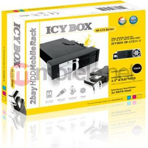 Kieszeń Icy Box 5,25\' na dysk SATA 2,5\'\' i SATA 3,5\'\', wentylator, czarna (IB-172SK-B) 3