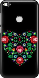 FunnyCase Etui Nadruk Kwiaty Serce Czarny Huawei P8 P9 Lite 2017 1