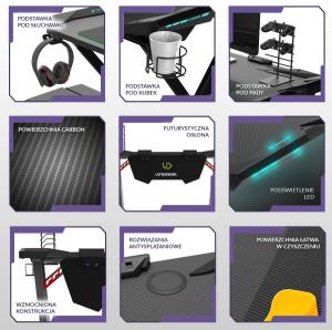 Biurko Ultradesk Space Szare 113 cmx61 cm Aluminium 2