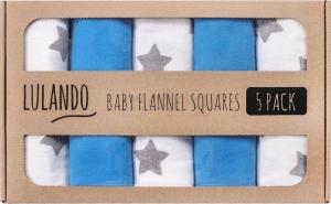 Lulando Lulando pieluszki flanelowe 70x80 gwiazdki szare/niebieski 5 szt 1