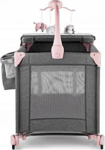 KinderKraft Łóżeczko turystyczne Joy z akcesoriami różowe 3