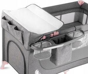KinderKraft Łóżeczko turystyczne Joy z akcesoriami różowe 5