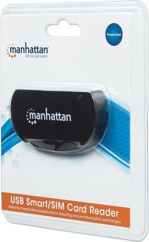 Manhattan Stykowy czytnik kart pamięci SIM/Smart na USB-A 2.0 zewnętrzny czarny (102032) 2