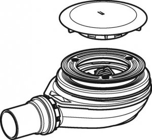 Syfon Geberit Zestaw odpływowy do brodzików d90 PE z pokrywą odpływu 150.583.21.1 3