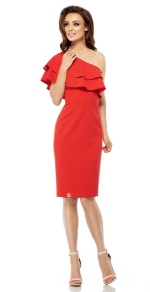 Lemoniade Olśniewająca sukienka na jedno ramię L254 czerwona r. L 1