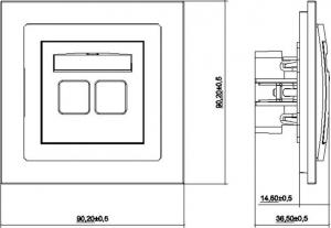 Karlik DECO gniazdko podtynkowe antenowe podwójne typu F niklowane białe (DGF-2) 2