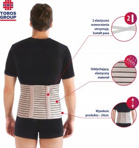 TOROS-GROUP Pas pooperacyjny z szynami usztywniajĄcymi , porowaty - Wysokoâ 24 cm rozmiar 5 - 150P(b)-3 5