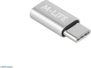 Adapter USB LechPol USB-C - microUSB Srebrny  (ML0850S) 1